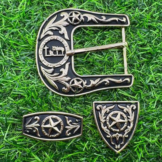 3pc Belt hardware Praying Cowboy
